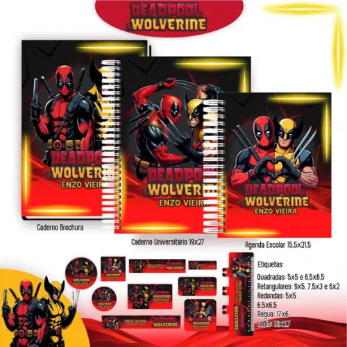 Arquivo Digital - Etiqueta Escolar (deadpool e Wolverine) a