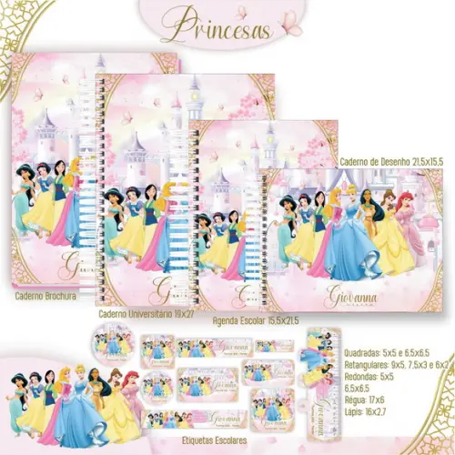 Arquivo Digital - Etiqueta Escolar (princesas) I