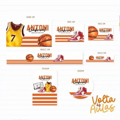 Arquivo de Corte - Etiqueta Escolar (basquete) a