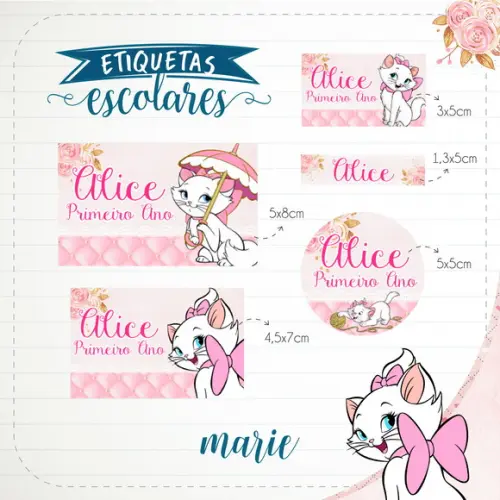 Arquivo de Corte - Etiqueta Escolar (marie) a