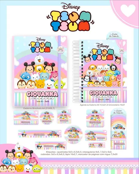 Arquivo Digital - Etiqueta Escolar (tsum Tsum) a
