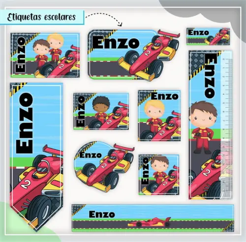 Arquivo de Corte - Etiqueta Escolar (carros) c