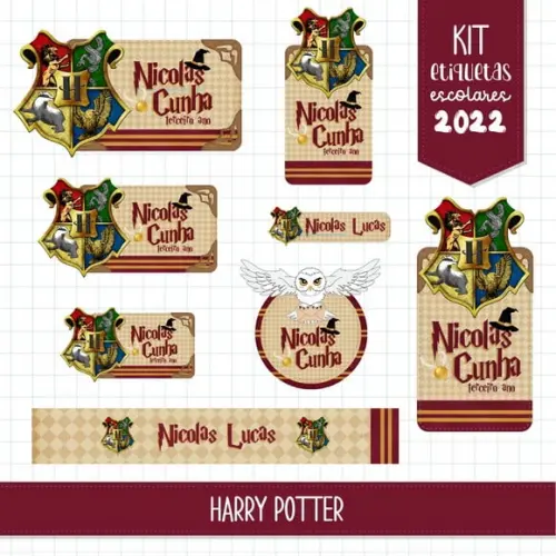 Arquivo de Corte - Etiqueta Escolar (harry Potter) D