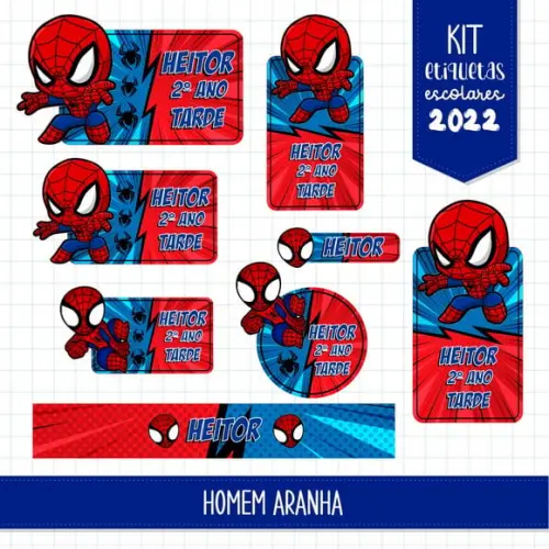 Arquivo de Corte - Etiqueta Escolar (homem Aranha) e
