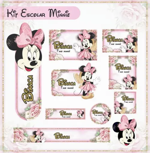 Arquivo de Corte - Etiqueta Escolar (minnie) H
