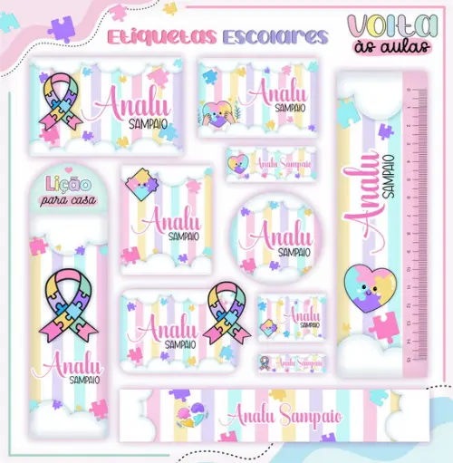 Arquivo de Corte - Etiqueta Escolar (autismo) c