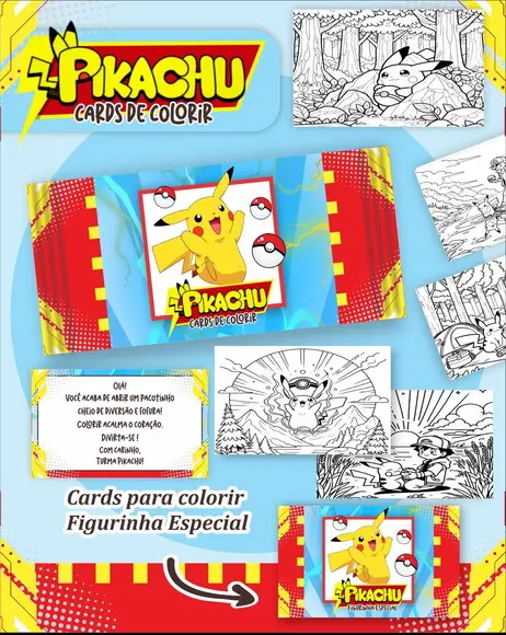 Arquivo Digital - Cards para Colorir (pikachu) 1