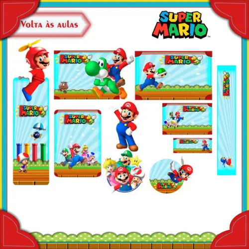 Arquivo de Corte - Etiqueta Escolar (super Mario) c