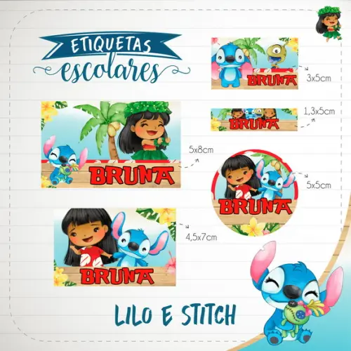 Arquivo de Corte - Etiqueta Escolar (lilo e Stitch) a
