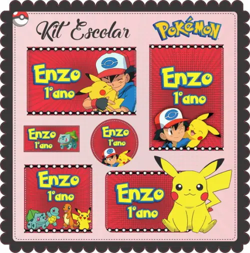 Arquivo de Corte - Etiqueta Escolar (pokemon) a