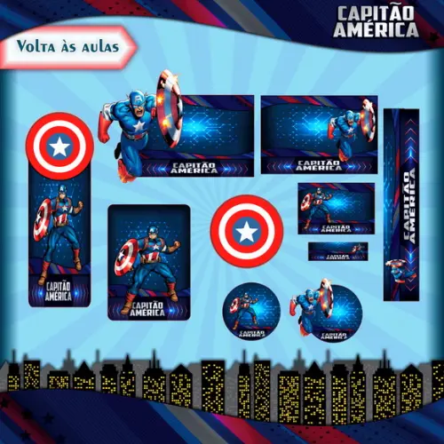 Arquivo de Corte - Etiqueta Escolar (capitão América) e
