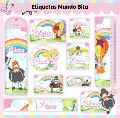 Arquivo de Corte - Etiqueta Escolar (mundo Bita) D
