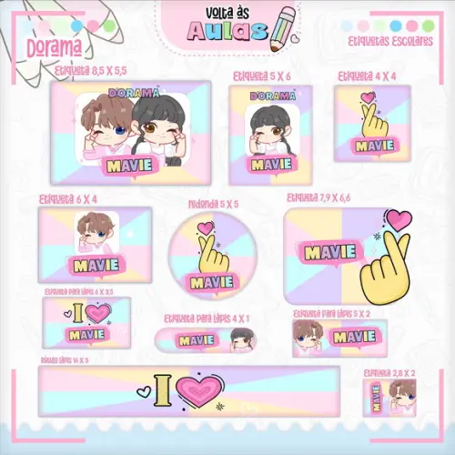 Arquivo de Corte - Etiqueta Escolar (doramas) D