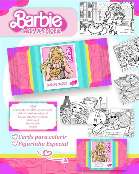 Arquivo Digital - Cards para Colorir (barbie) 1