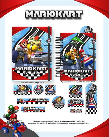 Arquivo Digital - Etiqueta Escolar (mario Kart) a