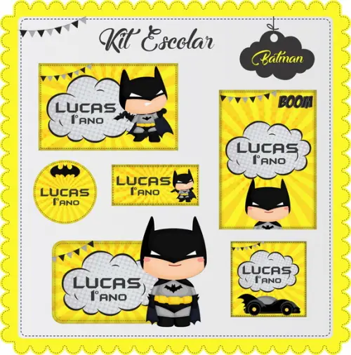 Arquivo de Corte - Etiqueta Escolar (batman) B