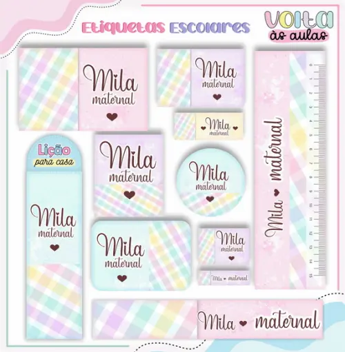 Arquivo de Corte - Etiqueta Escolar (candy Color) e