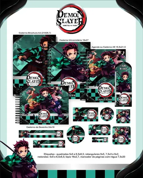Arquivo Digital - Etiqueta Escolar (demon Slayer) a