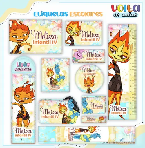 Arquivo de Corte - Etiqueta Escolar (elementos) a
