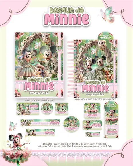 Arquivo Digital - Etiqueta Escolar (bosque da Minnie) a