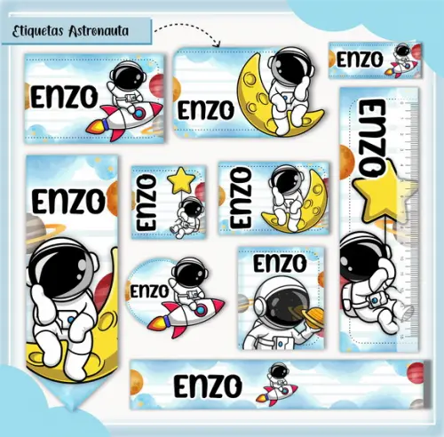 Arquivo de Corte - Etiqueta Escolar (astronauta) F
