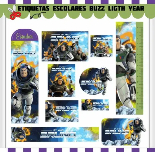 Arquivo de Corte - Etiqueta Escolar (buzz Lightyear) a