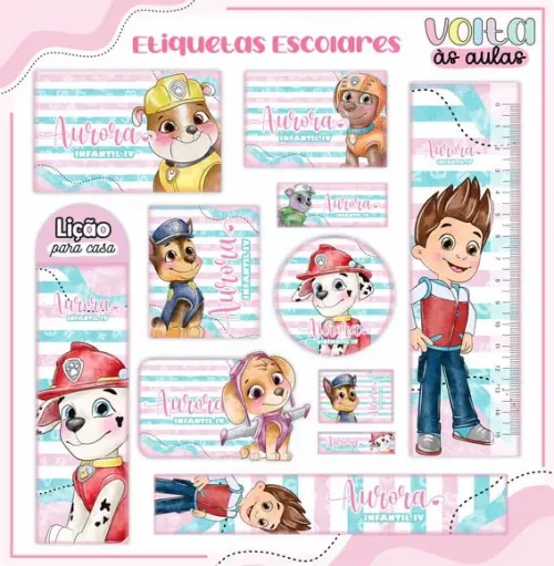 Arquivo de Corte - Etiqueta Escolar (patrulha Canina) K