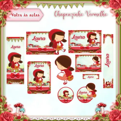 Arquivo de Corte - Etiqueta Escolar (chapeuzinho Vermelho) a