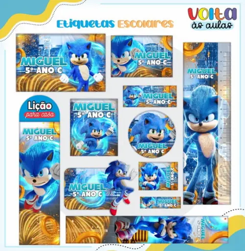 Arquivo de Corte - Etiqueta Escolar (sonic) D