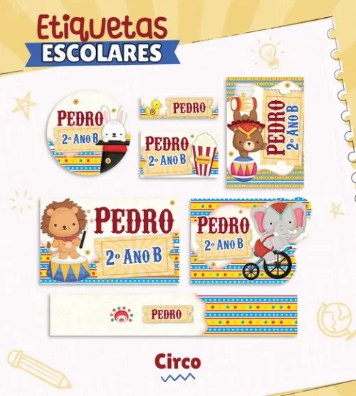 Arquivo de Corte - Etiqueta Escolar (circo) c