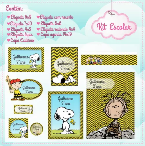 Arquivo de Corte - Etiqueta Escolar (snoopy) a