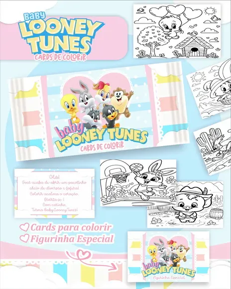 Arquivo Digital - Cards para Colorir (baby Looney Tunes) 1
