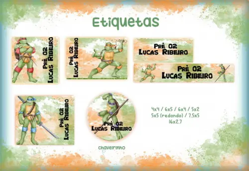 Arquivo Digital - Etiqueta Escolar (Tartarugas Ninja) A