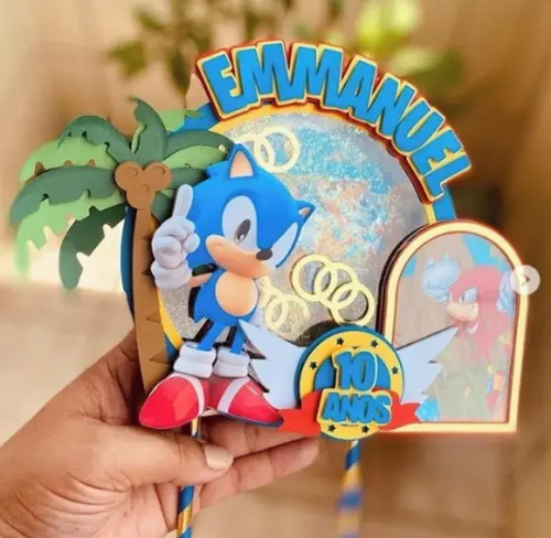Arquivo de Corte - Topo de Bolo (sonic) 6