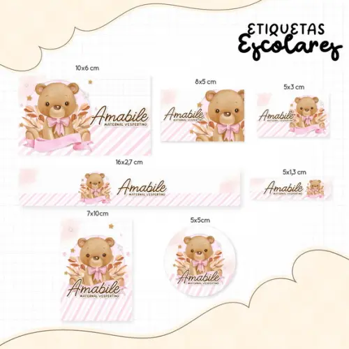 Arquivo de Corte - Etiqueta Escolar (ursinha) a