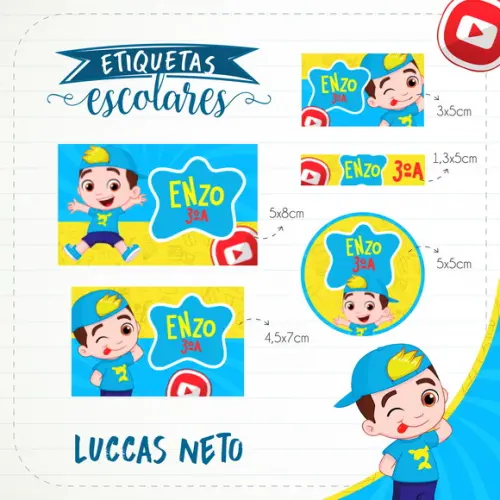 Arquivo de Corte - Etiqueta Escolar (luccas Neto) a