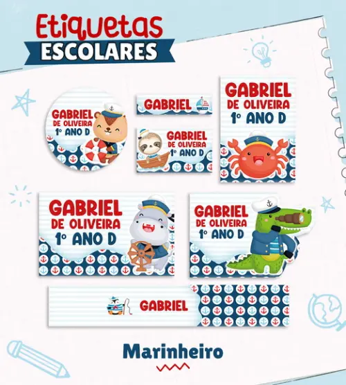 Arquivo de Corte - Etiqueta Escolar (marinheiro) a
