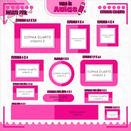 Arquivo de Corte - Etiqueta Escolar (neutro Pink) B