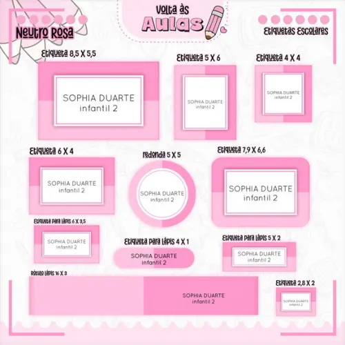 Arquivo de Corte - Etiqueta Escolar (neutro Rosa) B