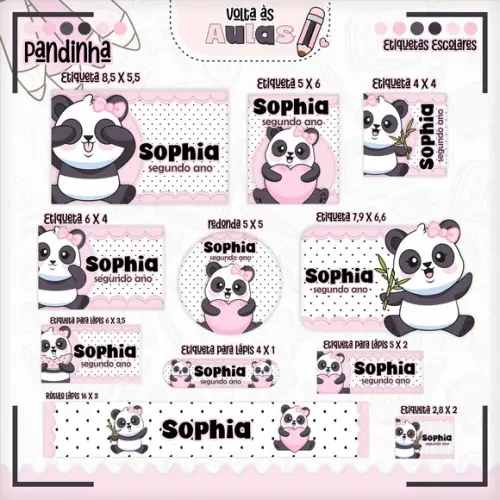 Arquivo de Corte - Etiqueta Escolar (panda) H
