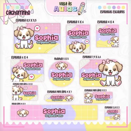 Arquivo de Corte - Etiqueta Escolar (cachorrinho) D