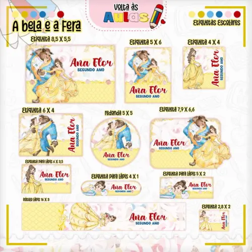 Arquivo de Corte - Etiqueta Escolar (a Bela e a Fera) G