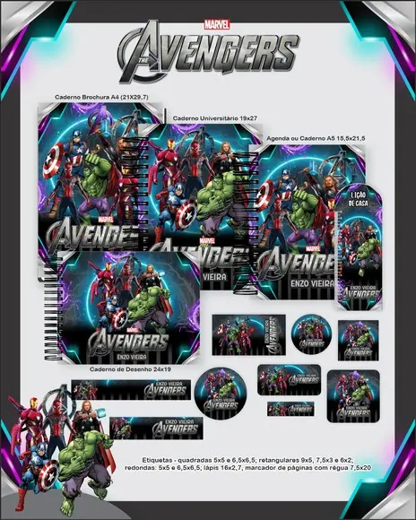 Arquivo Digital - Etiqueta Escolar (vingadores) J