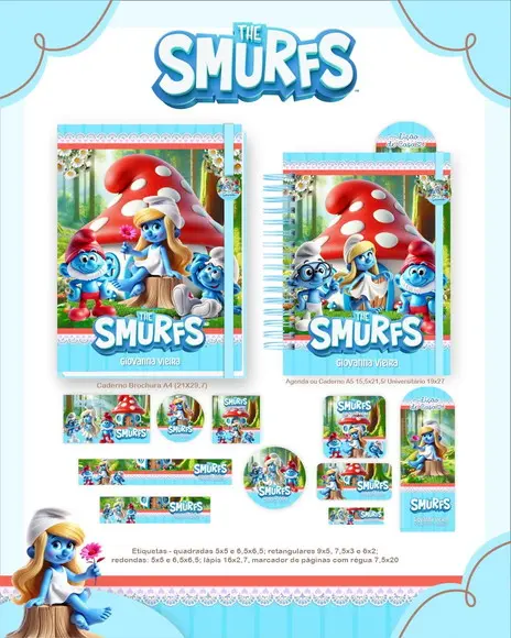 Arquivo Digital - Etiqueta Escolar (smurfs) a