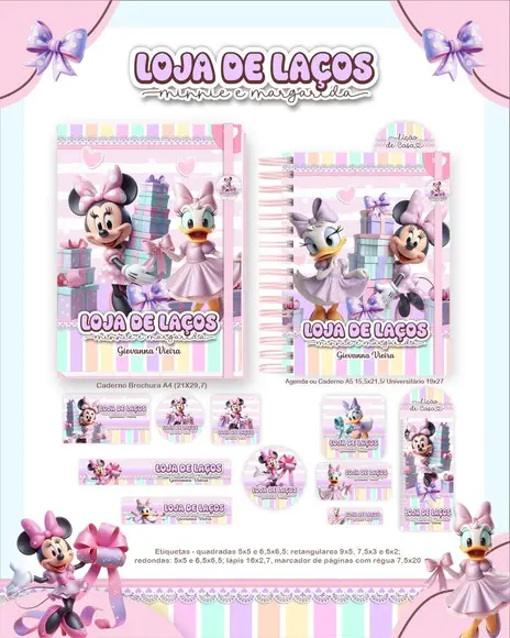 Arquivo Digital - Etiqueta Escolar (minnie Laços) a