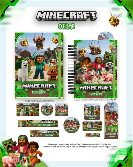 Arquivo Digital - Etiqueta Escolar (minecraft) G