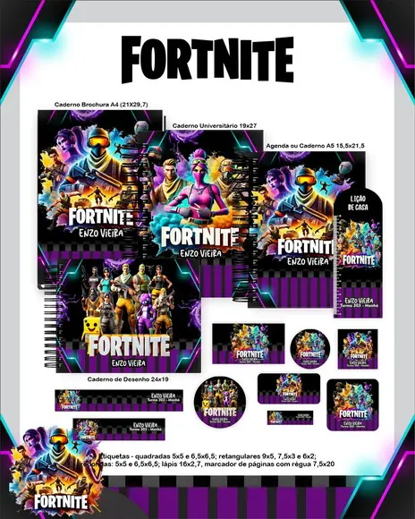 Arquivo Digital - Etiqueta Escolar (fortnite) F