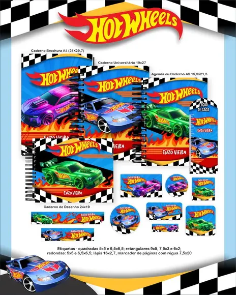 Arquivo Digital - Etiqueta Escolar (hot Wheels) F