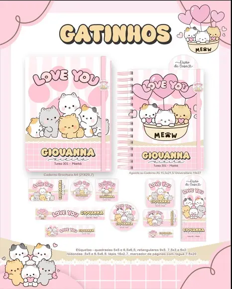 Arquivo Digital - Etiqueta Escolar (gatinhos) a