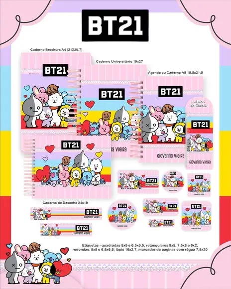 Arquivo Digital - Etiqueta Escolar (bt21) a